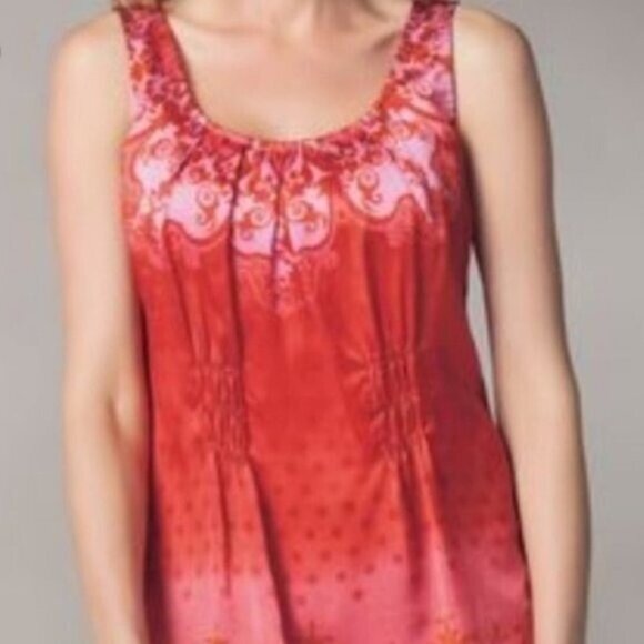 Vintage CAbi Womens True Love Tank Top Small Pink Paisley Silk BOHO Carrier #672 - Picture 9 of 12